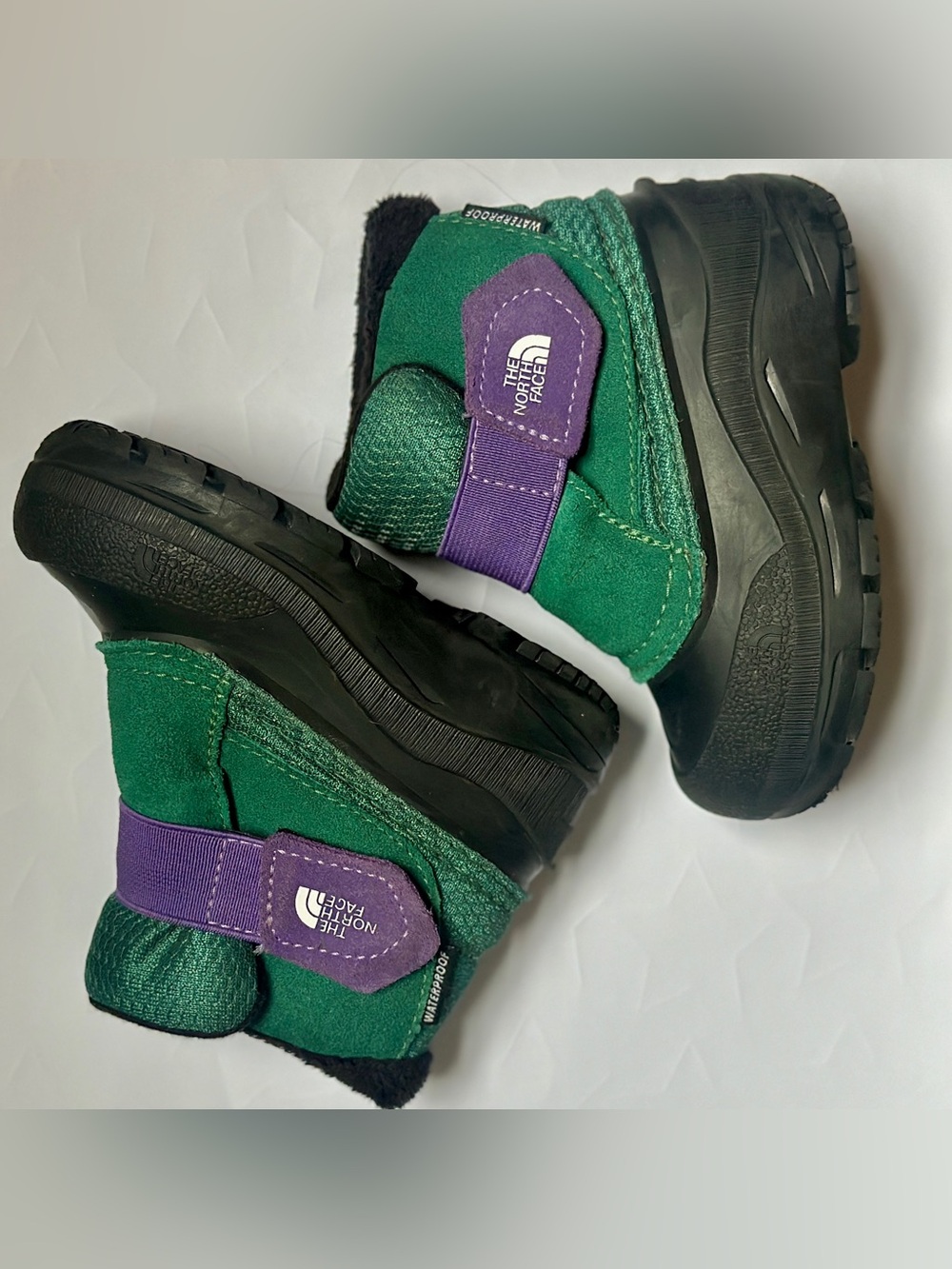 The North Face Kids Green and Purple Insulated Winter Boots 7T